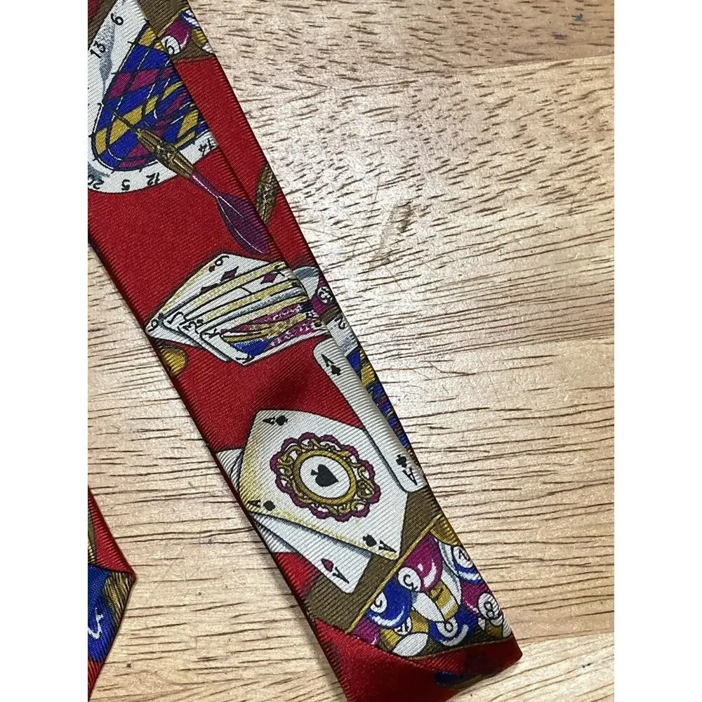 Perry Ellis Tie Silk Games Cards Darts‎ Dice Pool Office Business Casual Fun